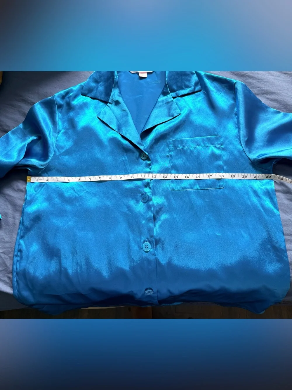 Victoria’s Secret Aqua Satin Button-Front Sleep Shirt